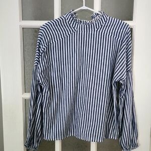 2/25$***Blue and White Striped Blouse